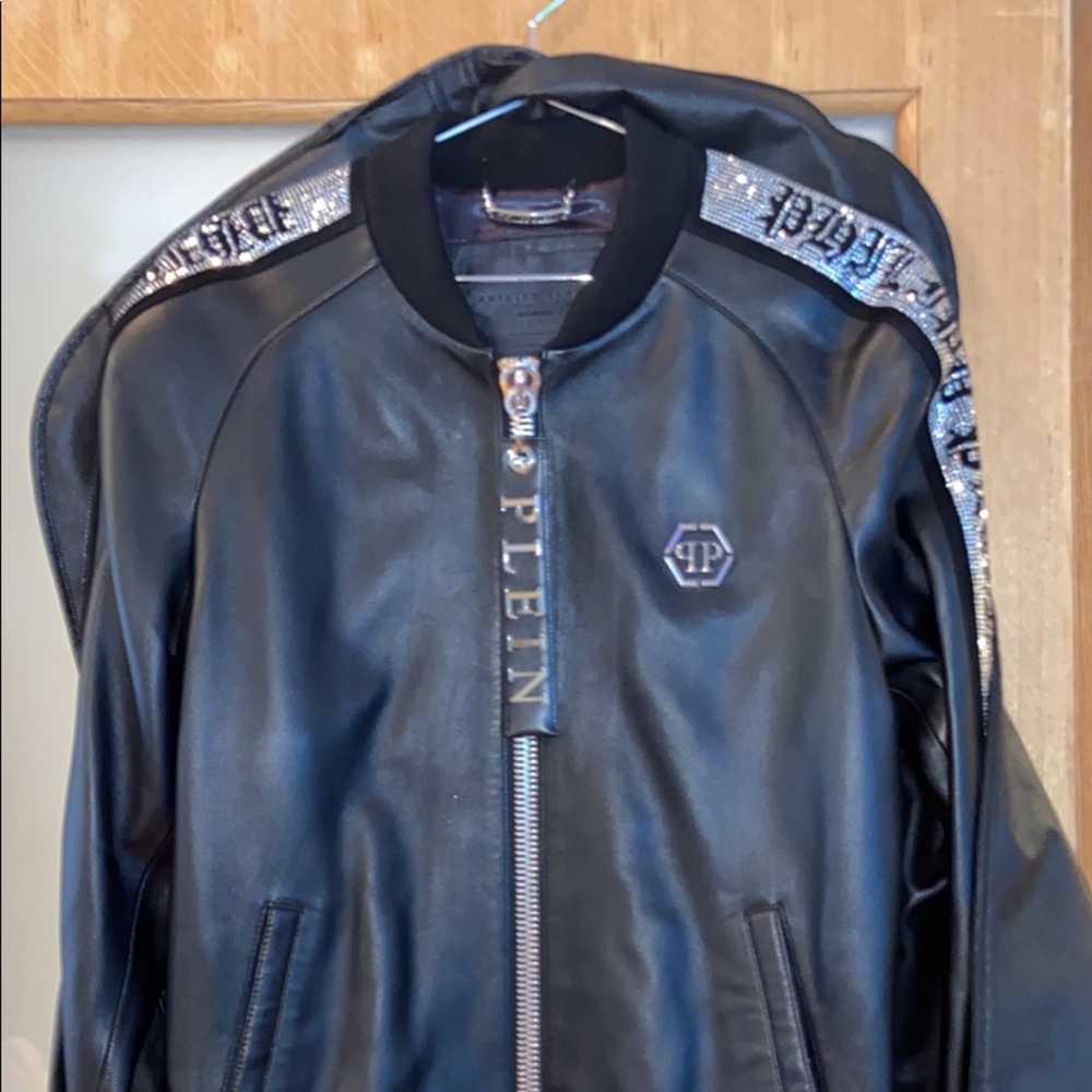Black studded leather jacket